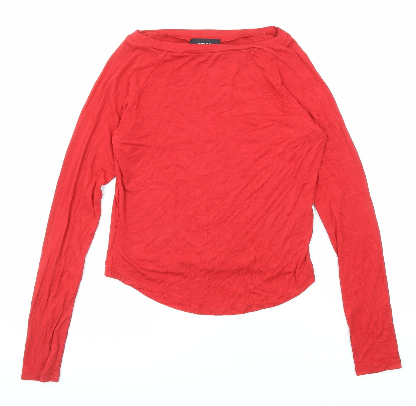 Cider Womens Red Viscose Basic T-Shirt Size XL Boat Neck