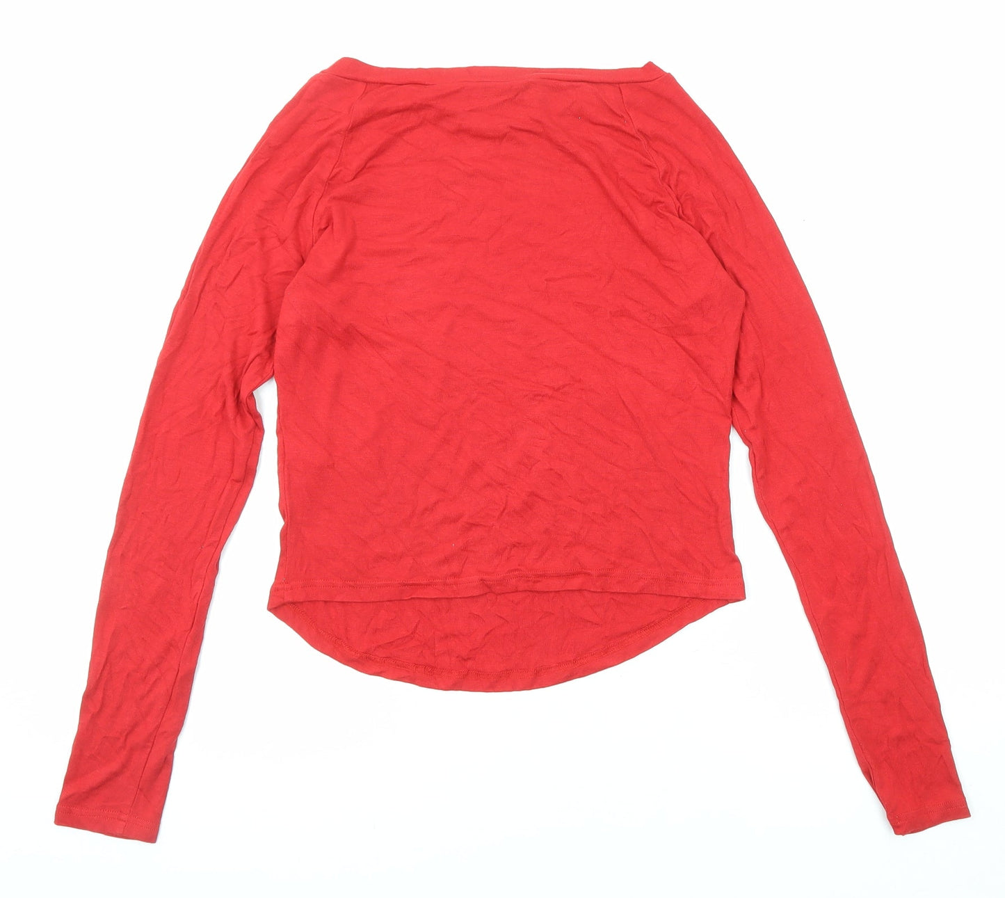 Cider Womens Red Viscose Basic T-Shirt Size XL Boat Neck