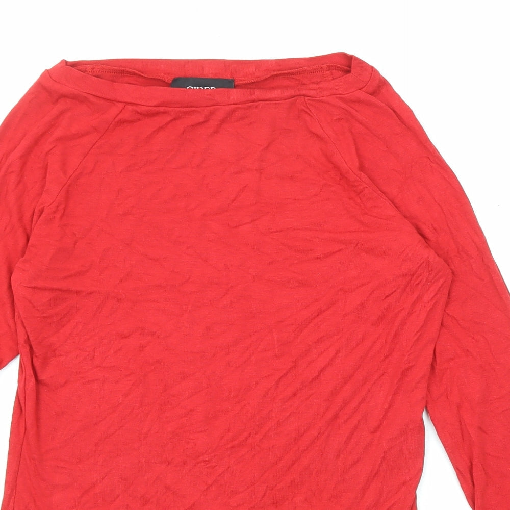 Cider Womens Red Viscose Basic T-Shirt Size XL Boat Neck