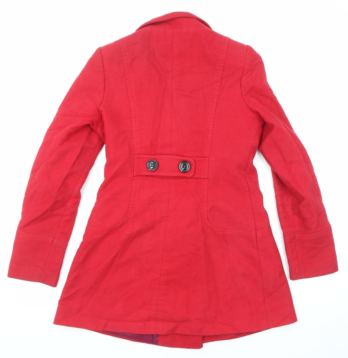 Promod Womens Red Overcoat Coat Size 8 Button
