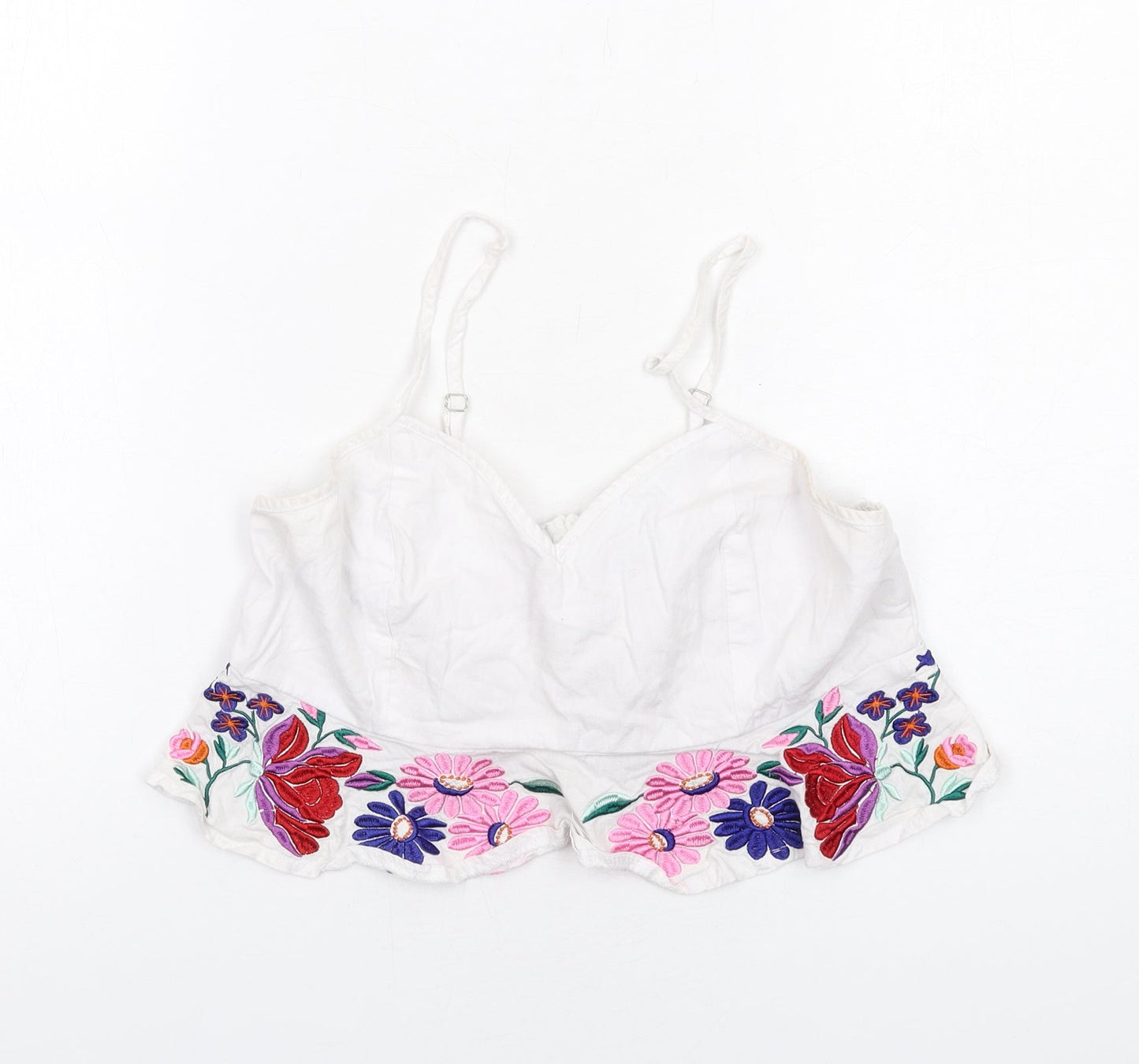 Missguided Womens White Polyester Cropped Tank Size 10 Sweetheart - Floral