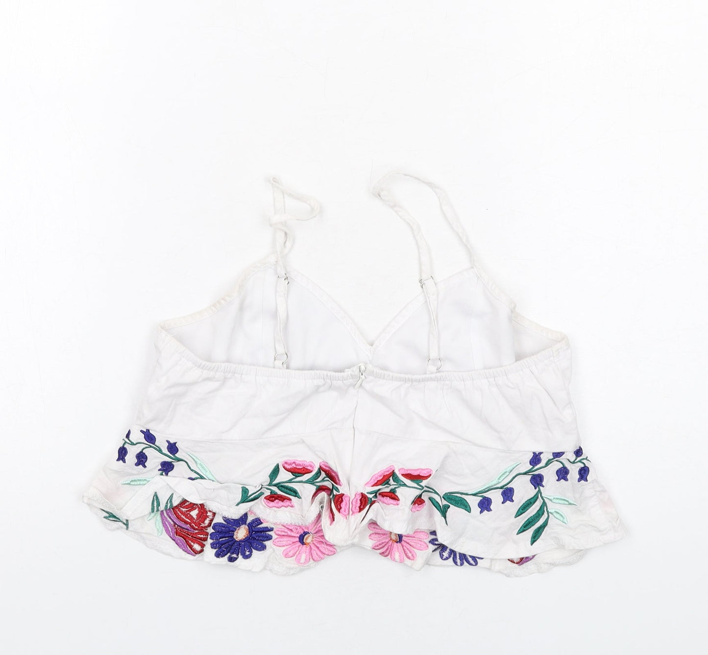 Missguided Womens White Polyester Cropped Tank Size 10 Sweetheart - Floral