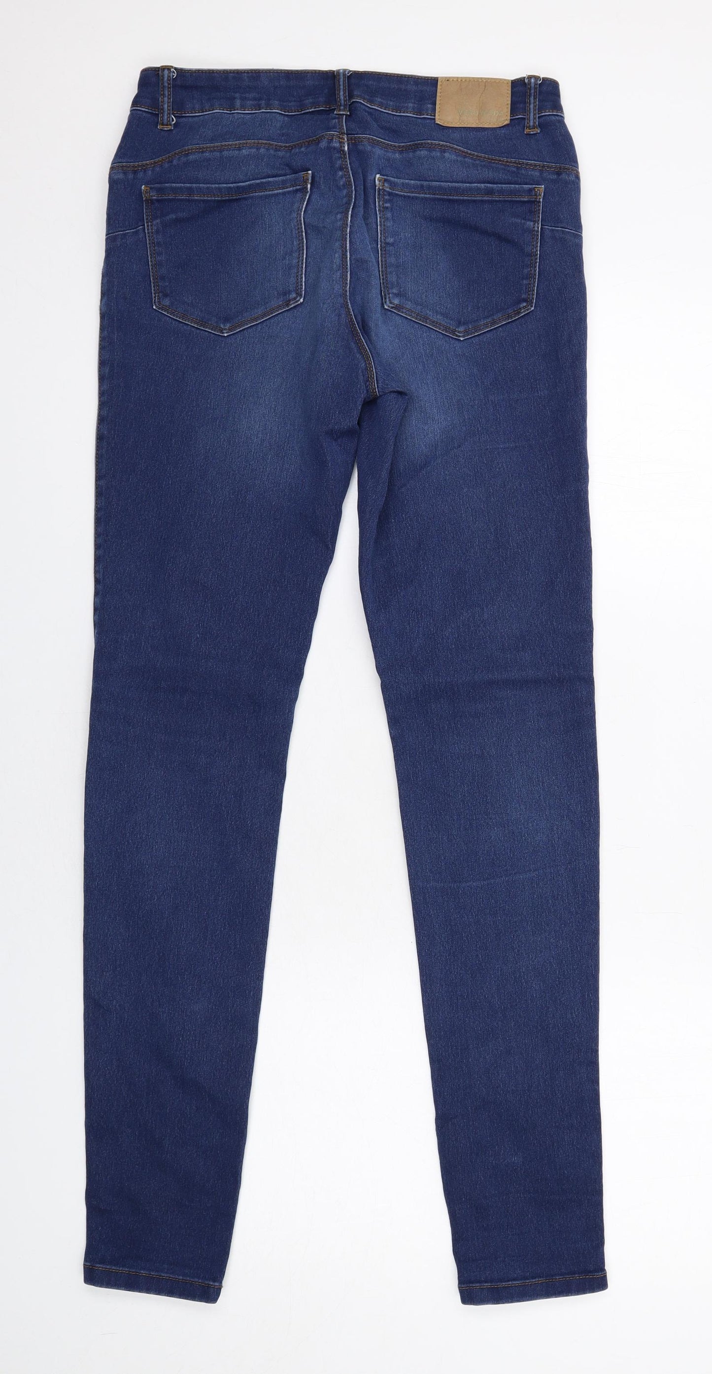 VERO MODA Womens Blue Cotton Skinny Jeans Size S L34 in Regular Zip