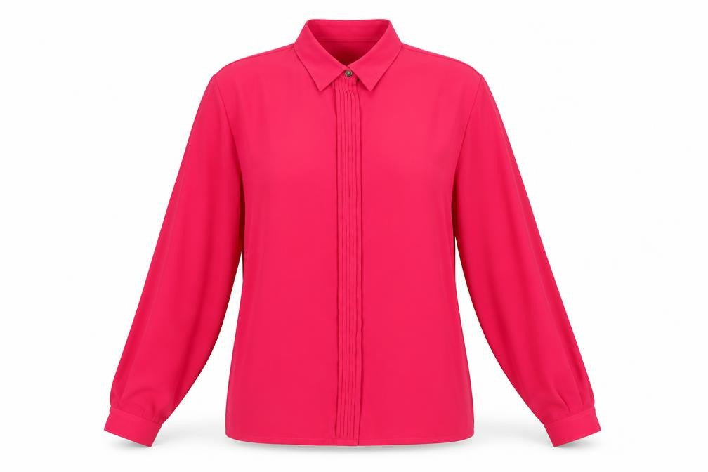 Country Casuals Womens Pink Polyester Basic Button-Up Size 12 Collared
