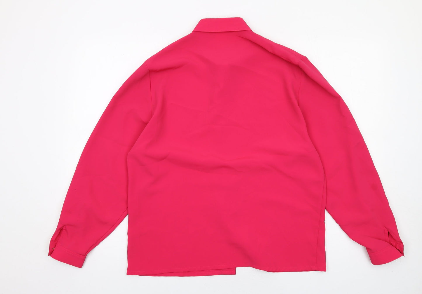 Country Casuals Womens Pink Polyester Basic Button-Up Size 12 Collared