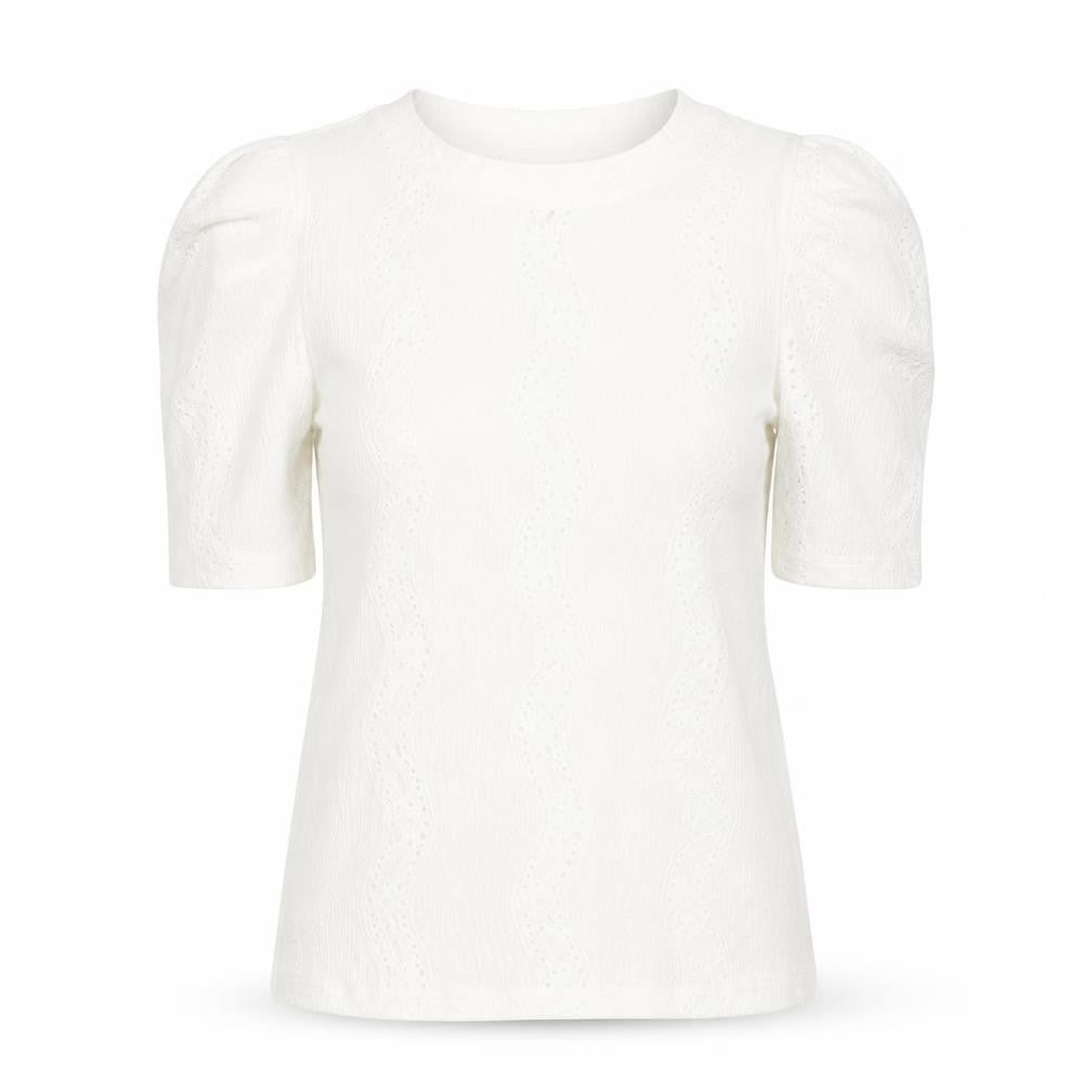 Monki Womens White Polyester Basic Blouse Size XS Crew Neck - Puff Sleeve