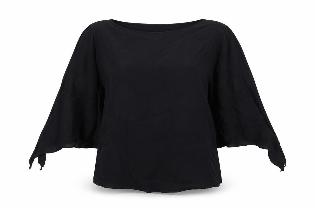 H&M Womens Black Viscose Basic Blouse Size 10 Boat Neck
