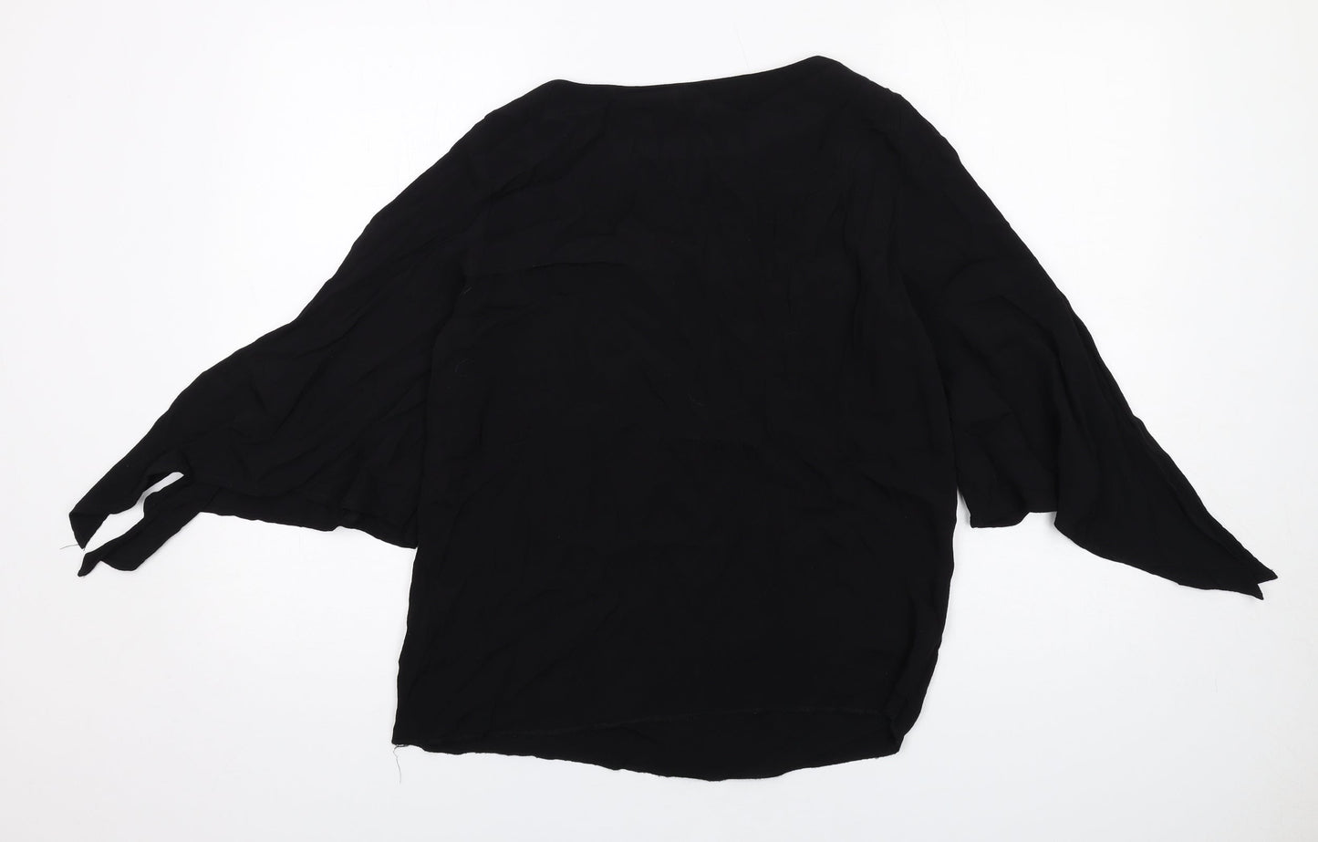 H&M Womens Black Viscose Basic Blouse Size 10 Boat Neck