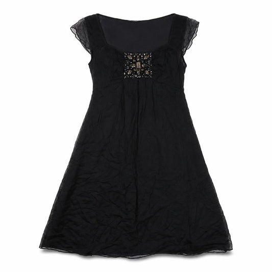 Autograph Womens Black Silk Shift Size 10 Round Neck Zip