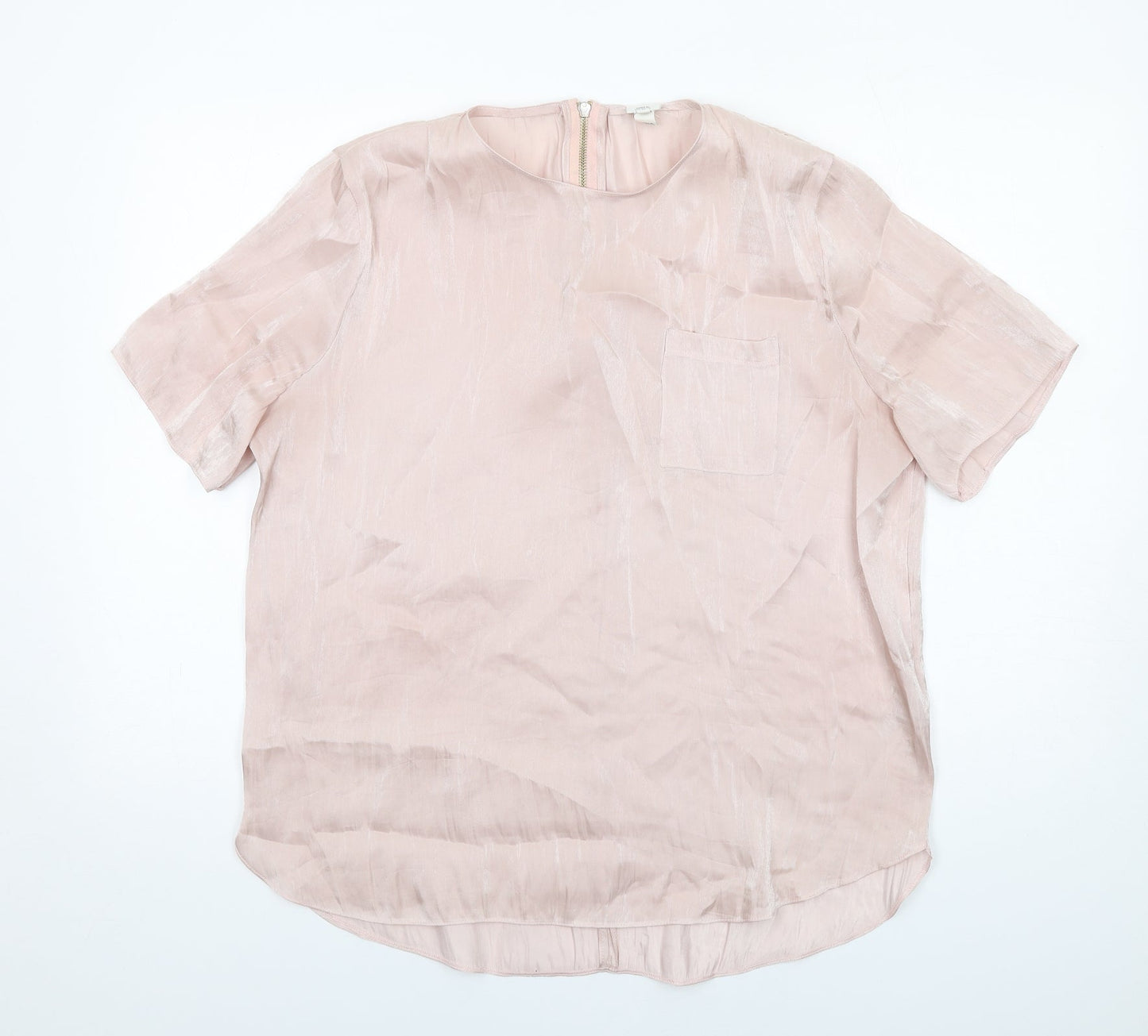 River Island Womens Pink Polyester Basic Blouse Size 16 Round Neck