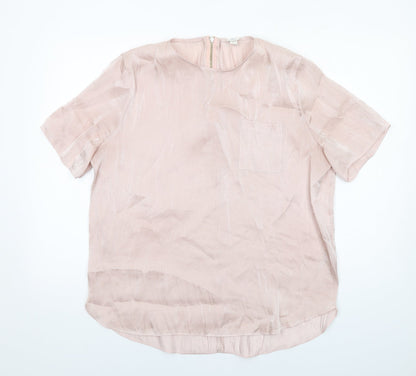 River Island Womens Pink Polyester Basic Blouse Size 16 Round Neck