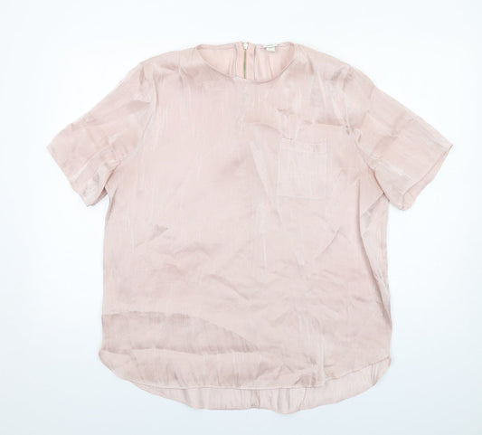 River Island Womens Pink Polyester Basic Blouse Size 16 Round Neck