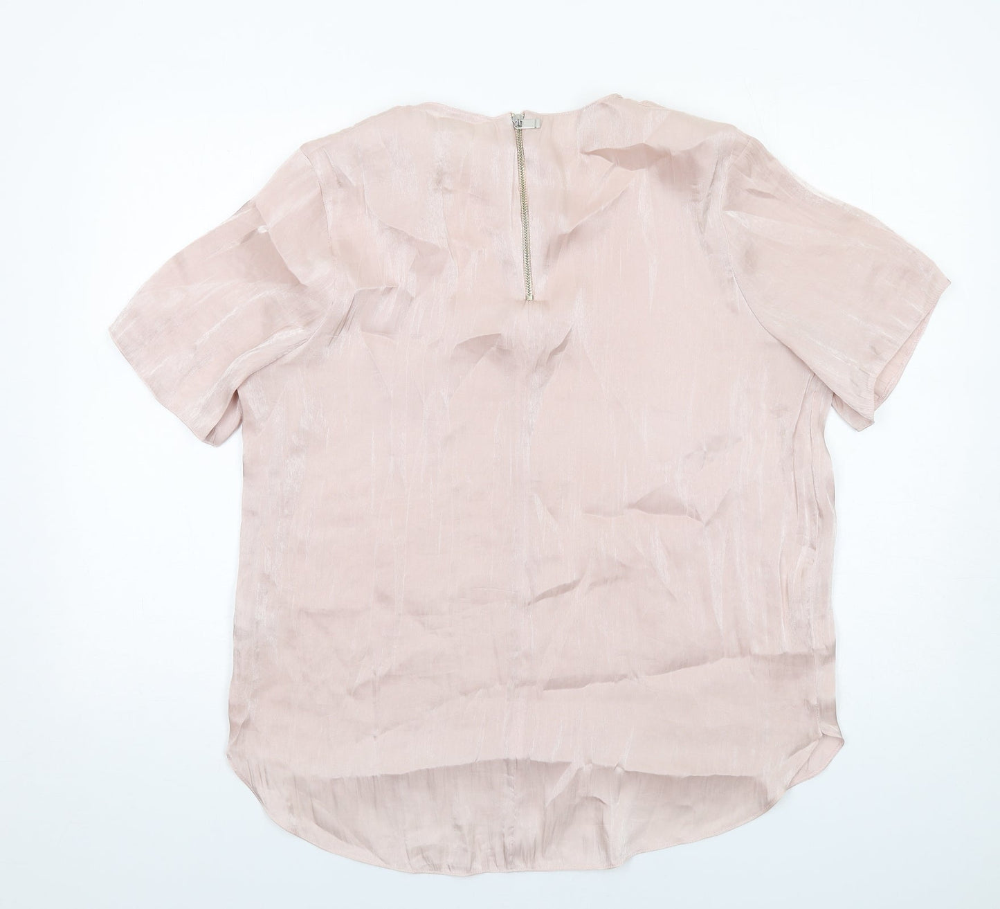 River Island Womens Pink Polyester Basic Blouse Size 16 Round Neck