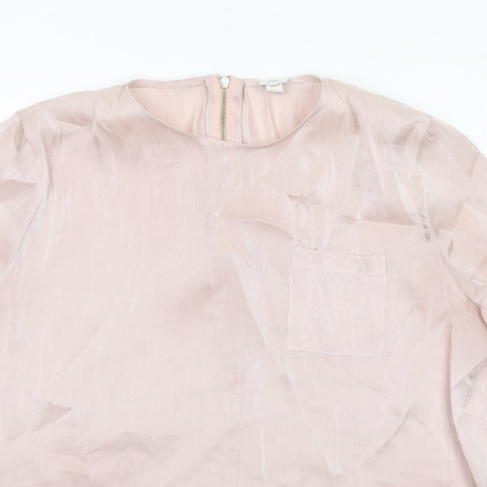 River Island Womens Pink Polyester Basic Blouse Size 16 Round Neck