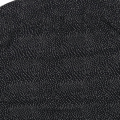 H&M Womens Black Geometric Polyester Basic Button-Up Size 12 Collared