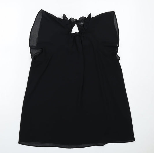 River Island Womens Black Polyester Basic Blouse Size 12 Round Neck