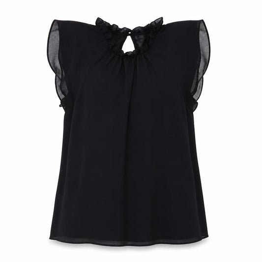 River Island Womens Black Polyester Basic Blouse Size 12 Round Neck
