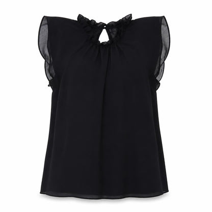 River Island Womens Black Polyester Basic Blouse Size 12 Round Neck