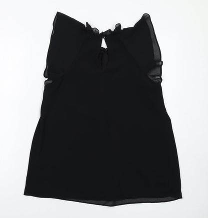 River Island Womens Black Polyester Basic Blouse Size 12 Round Neck