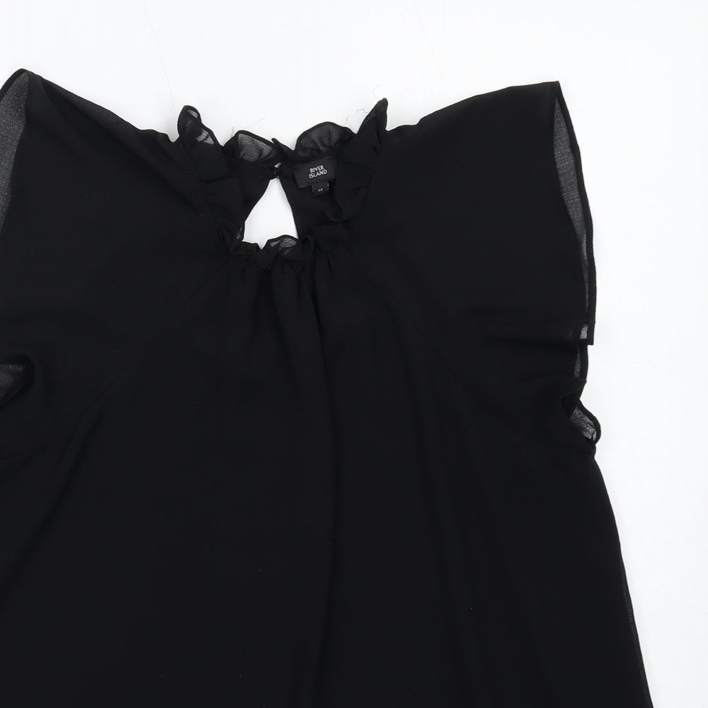River Island Womens Black Polyester Basic Blouse Size 12 Round Neck