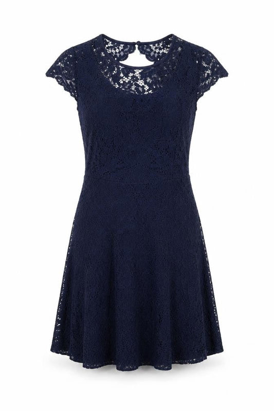 Dorothy Perkins Womens Blue Floral Viscose Shift Size 6 Round Neck Zip