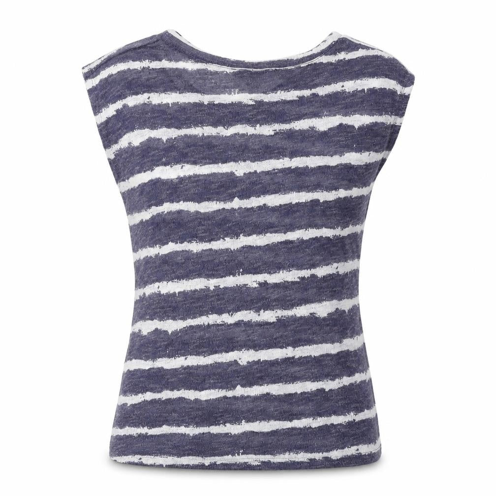 Zara Womens Blue Striped Polyester Basic Blouse Size S Round Neck