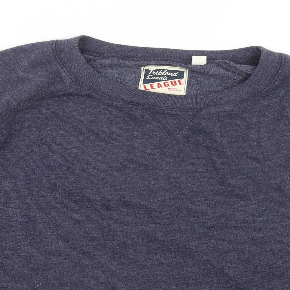 Triblend Sweats Mens Blue Cotton Pullover Sweatshirt Size M