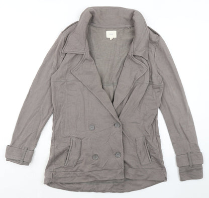 Next Womens Grey Cotton Overcoat Jacket Size 10 Button
