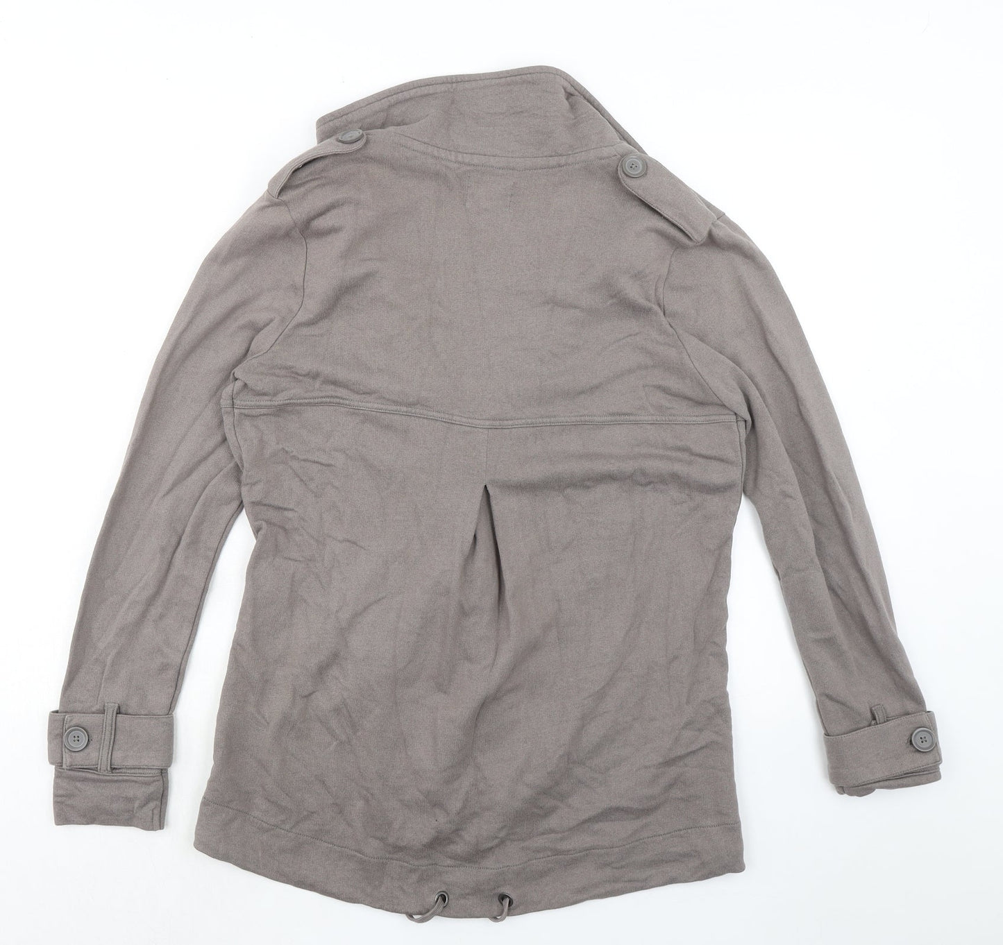 NEXT Womens Grey Cotton Overcoat Jacket Size 10 Button