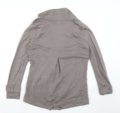 Next Womens Grey Cotton Overcoat Jacket Size 10 Button