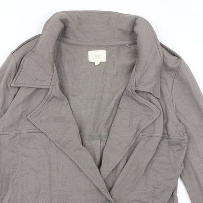 Next Womens Grey Cotton Overcoat Jacket Size 10 Button