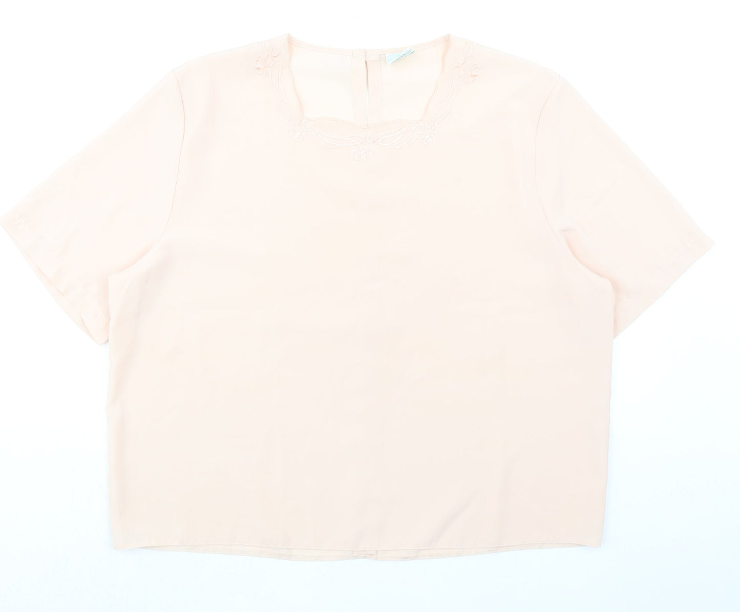 Canda Womens Pink Polyester Basic Blouse Size 16 Round Neck