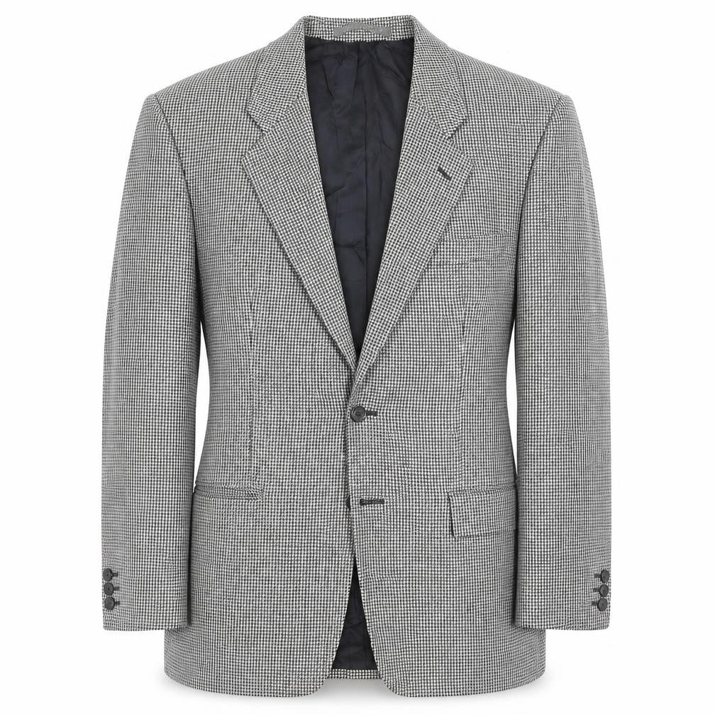 St Michael Mens Black Geometric Wool Jacket Suit Jacket Size 40 Big & Tall