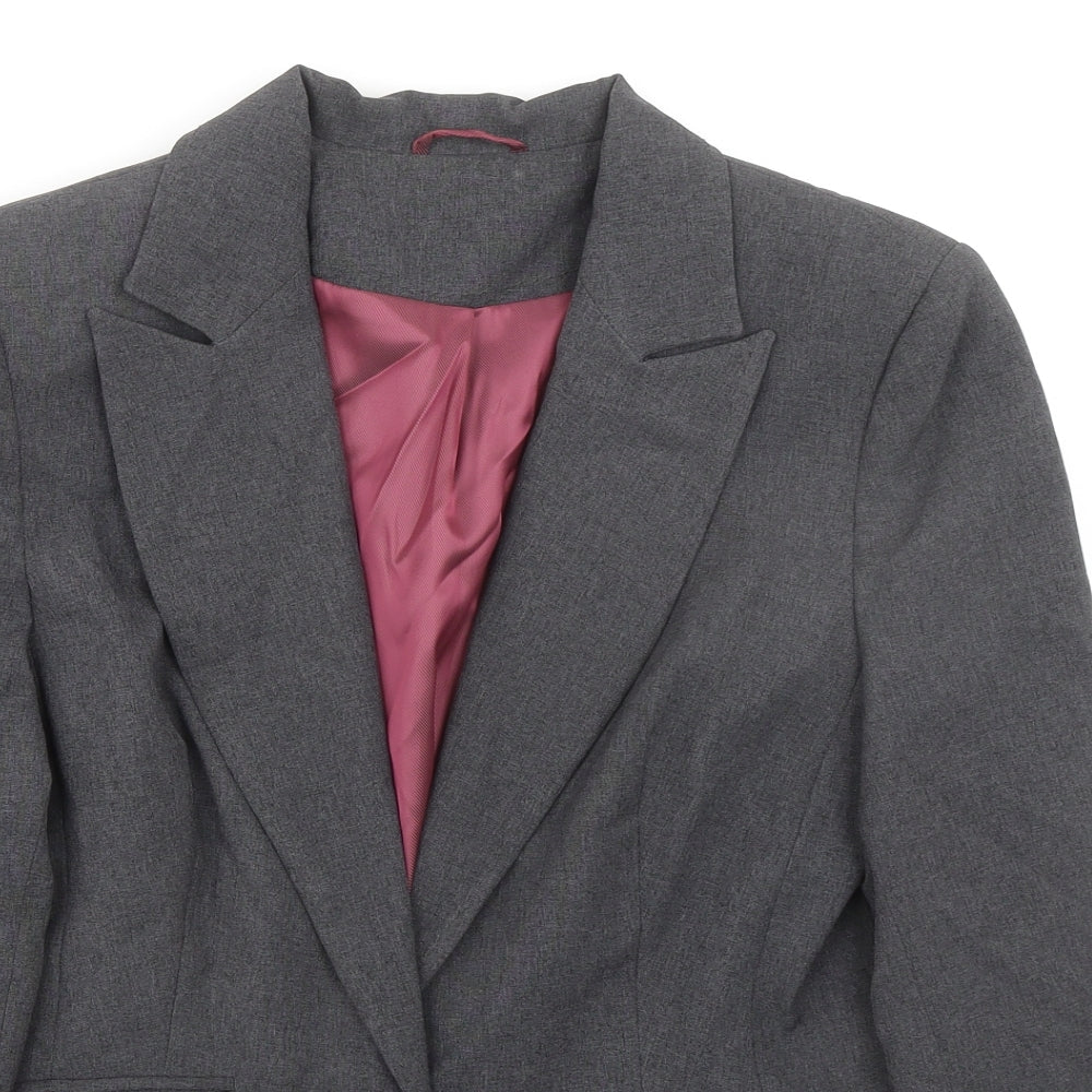 New Look Womens Grey Jacket Blazer Size 12 Button