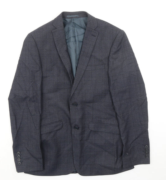 Onesixfive Mens Grey Plaid Wool Jacket Suit Jacket Size 38 Regular