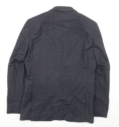 ONESIX5IVE Mens Grey Plaid Wool Jacket Suit Jacket Size 38 Regular