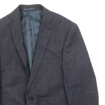 ONESIX5IVE Mens Grey Plaid Wool Jacket Suit Jacket Size 38 Regular
