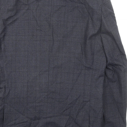 ONESIX5IVE Mens Grey Plaid Wool Jacket Suit Jacket Size 38 Regular