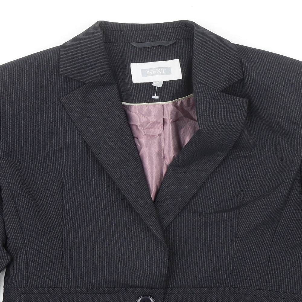 NEXT Womens Blue Striped Jacket Blazer Size 10 Button