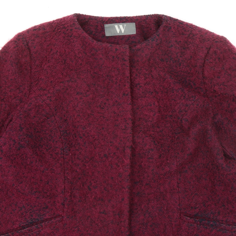 BHS Womens Purple Geometric Overcoat Coat Size 18 Button