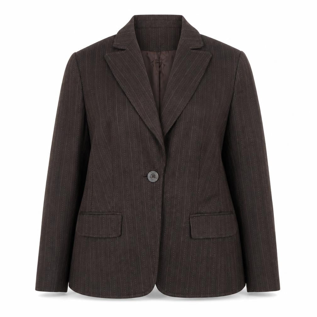 NEXT Womens Brown Striped Polyester Jacket Blazer Size 16