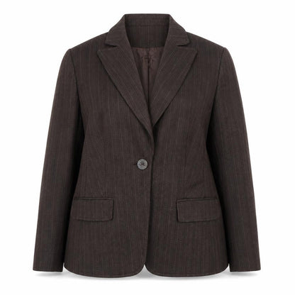 Next Womens Brown Striped Polyester Jacket Blazer Size 16