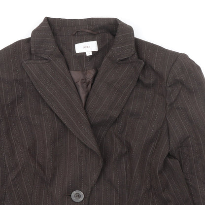 Next Womens Brown Striped Polyester Jacket Blazer Size 16