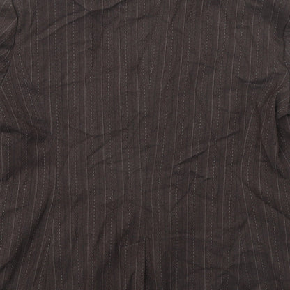 Next Womens Brown Striped Polyester Jacket Blazer Size 16
