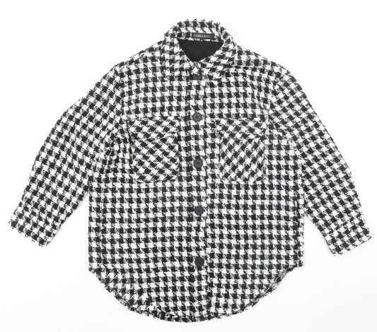 Cameo Rose Womens Black Check Polyester Basic Button-Up Size M Collared