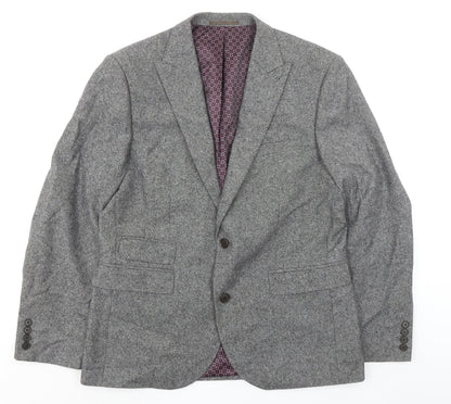 Next Mens Grey Wool Jacket Blazer Size 42 Regular