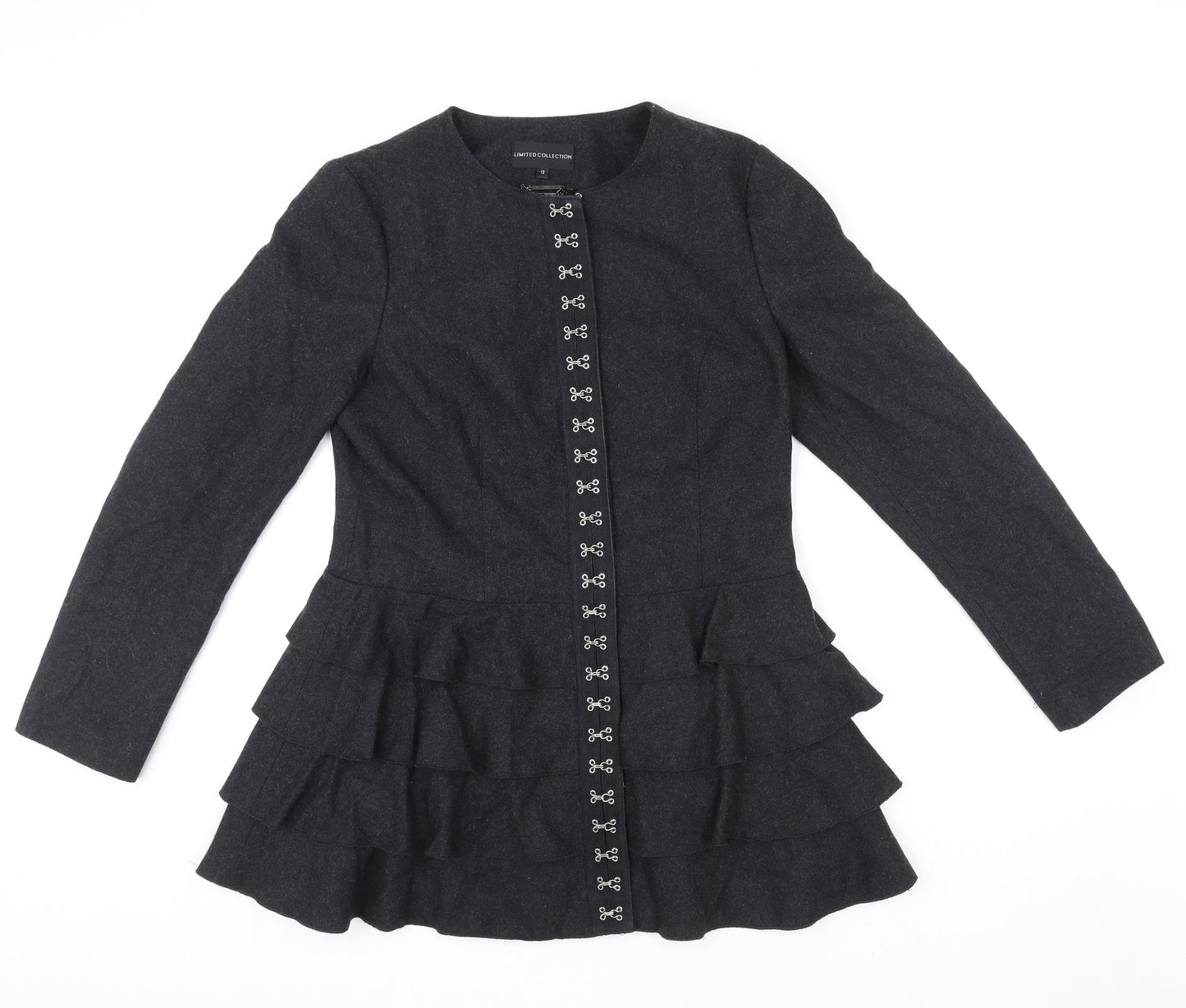 Marks and Spencer Womens Black Jacket Size 12 Zip - Hook & Eye details