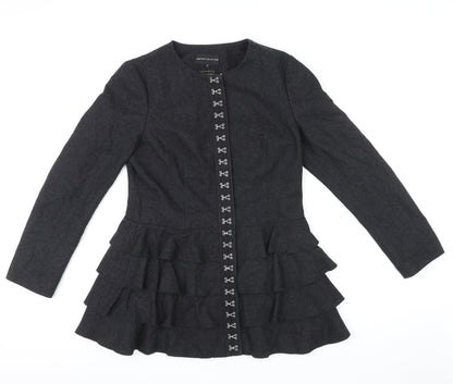 Marks & Spencer Womens Black Jacket Size 12 Zip - Hook & Eye details