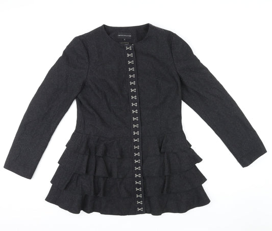 Marks and Spencer Womens Black Jacket Size 12 Zip - Hook & Eye details