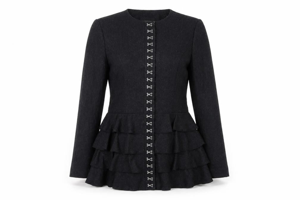 Marks & Spencer Womens Black Jacket Size 12 Zip - Hook & Eye details